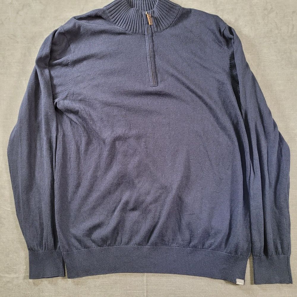 Eddie Bauer Y2K Mens Size Large Preppy Long Sleeve‎ 1/4 Zip Mock Neck Sweater